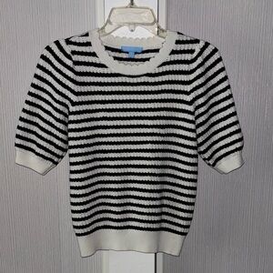 Draper James Black & Cream Striped Sweater
